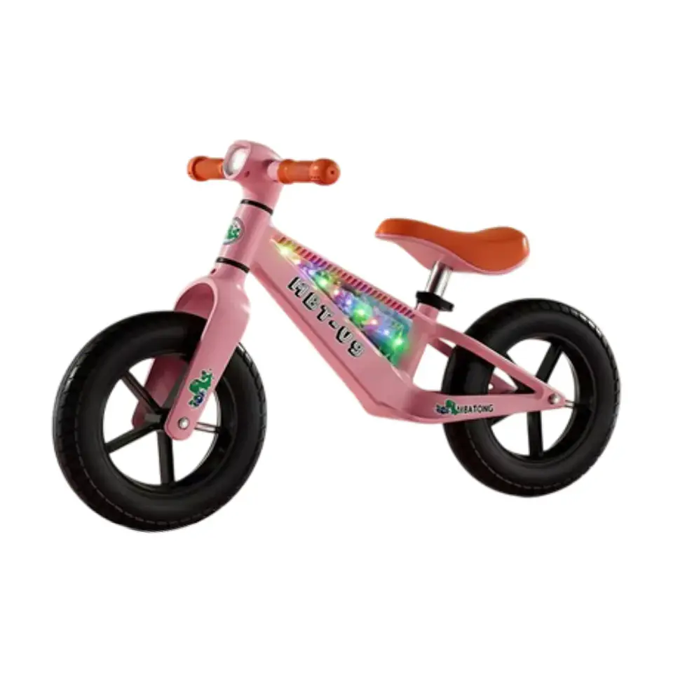 Bicicleta de Equilibrio para Niños con Luces LED y Música Rosada 3
