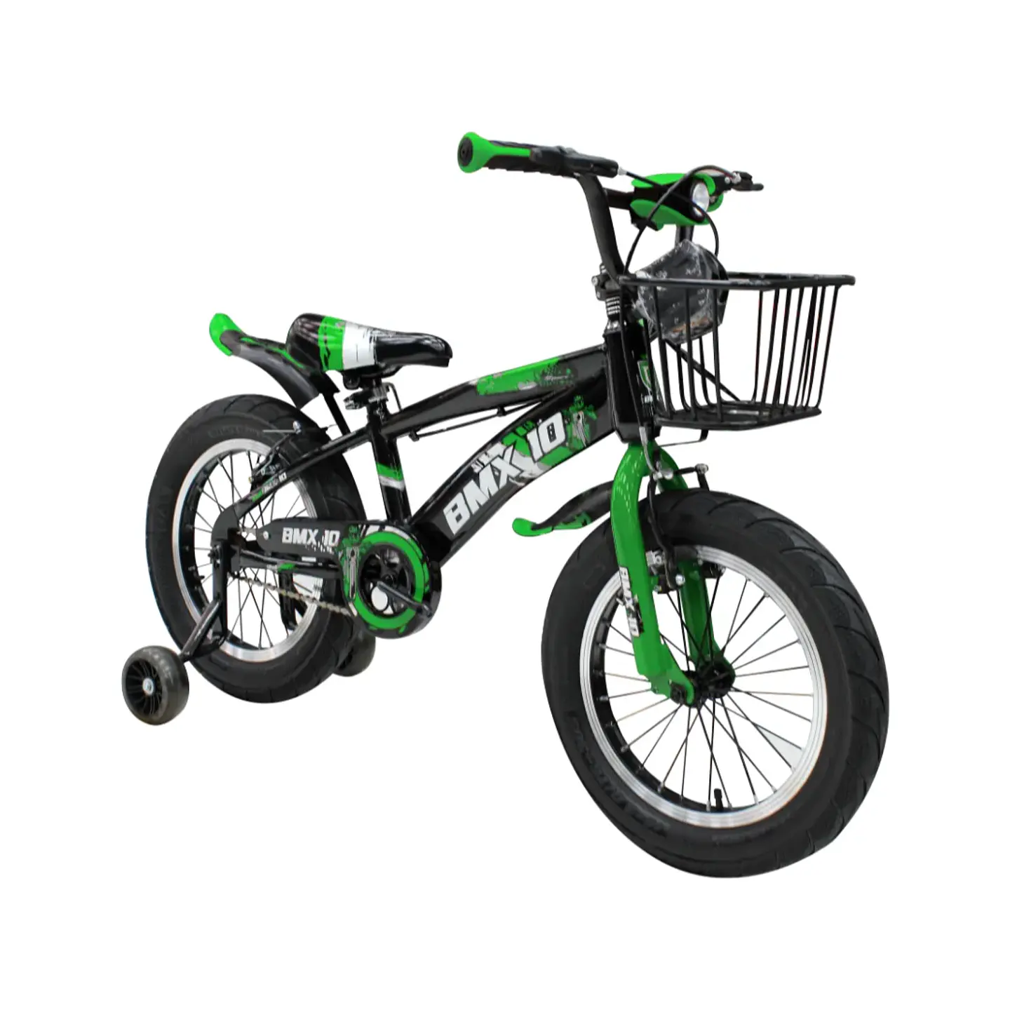 Bicicleta BMX Space Aro 16 para Niños Negro/Verde con Ruedas Auxiliares 2