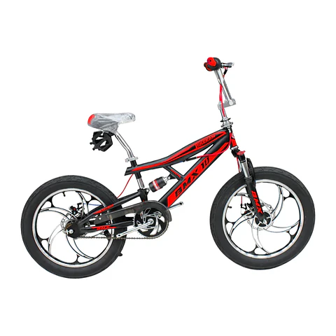 Bicicleta BMX Aro 20 Doble Suspensión con Aros de Magnesio Negro/Rojo