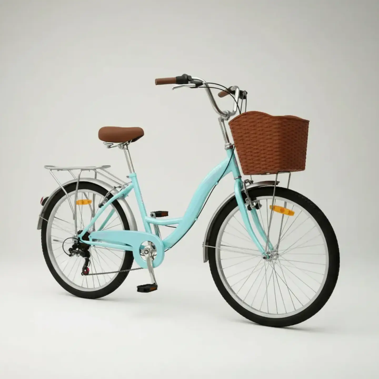 Bicicleta Urbana Lady Aro 24 Verde con Canasta, Parrilla y 7 Velocidades 2