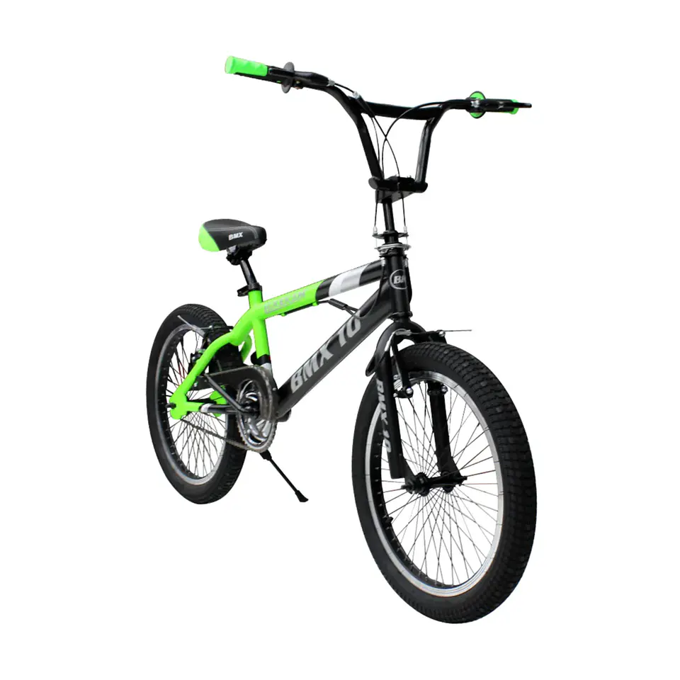 Bicicleta BMX Freestyle Aro 20 con Rotor 360°, 4 Pegs Negro/Verde 2