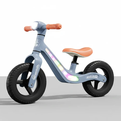 Bicicleta de Equilibrio Infantil con Luces LED y Música Azul