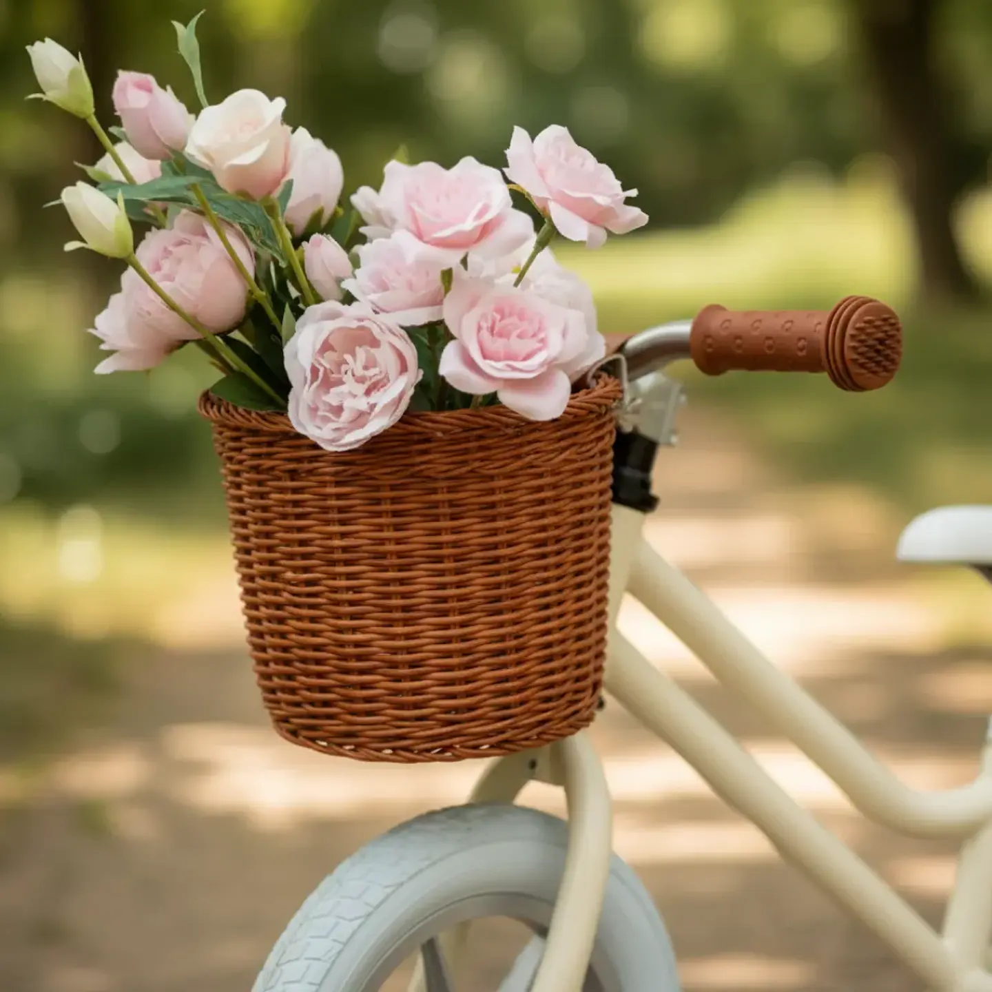 Bicicleta de Equilibrio Vintage Aro 12 para Niñas Hueso con Canasta 2