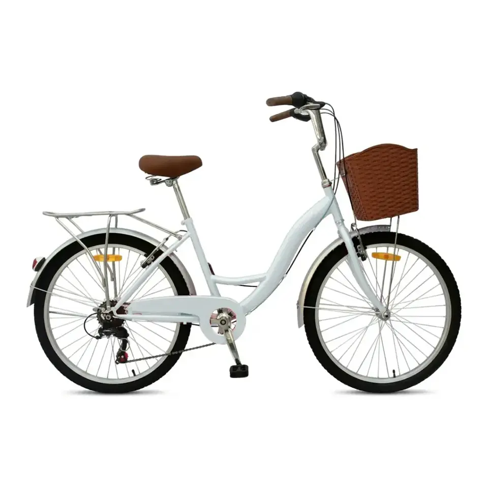 Bicicleta Urbana Lady Aro 26 Gris con Canasta, Parrilla y 7 Velocidades 1