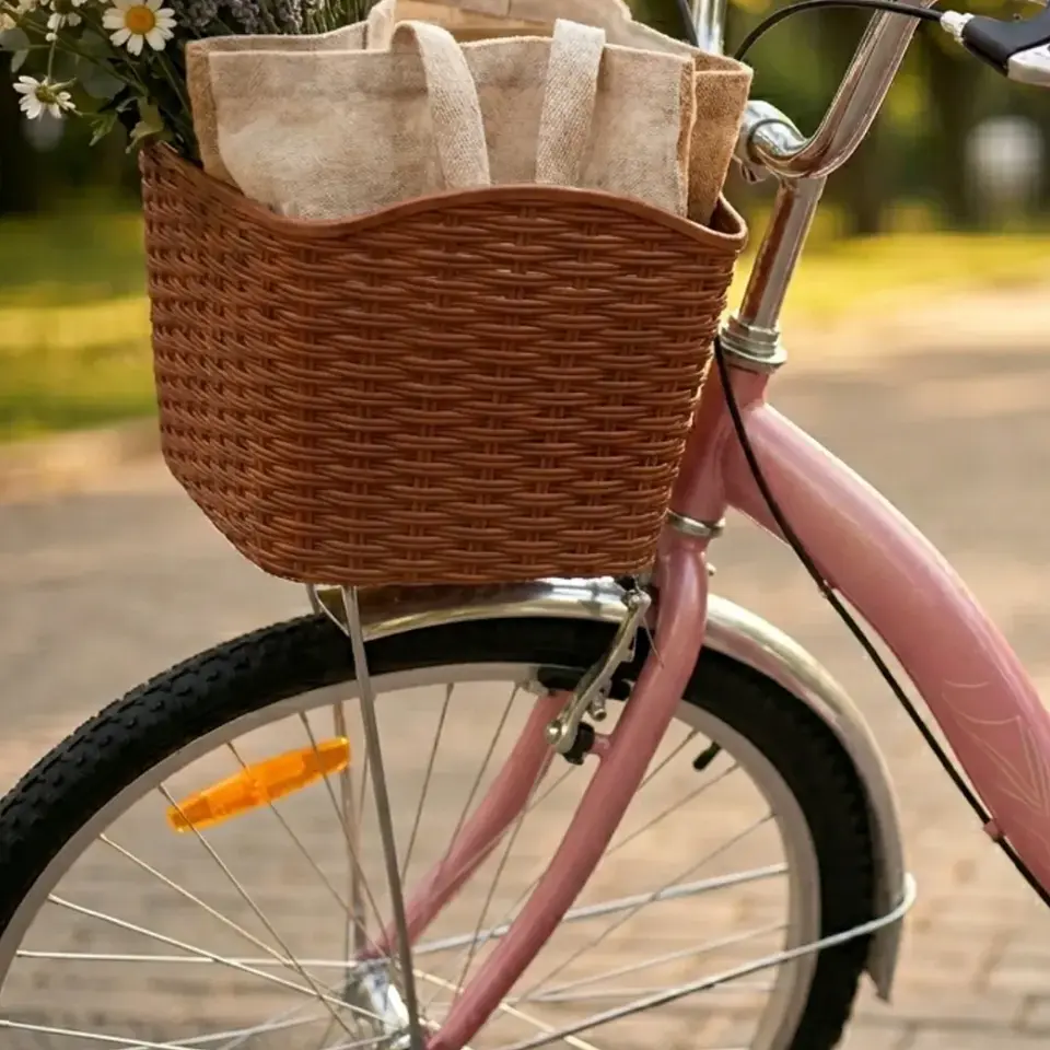 Bicicleta Urbana Lady Aro 26 Rosado con Canasta, Parrilla y 7 Velocidades 2