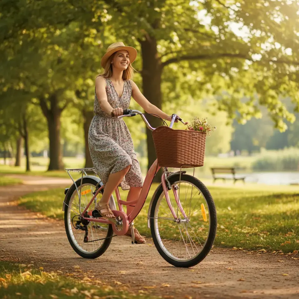 Bicicleta Urbana Lady Aro 26 Rosado con Canasta, Parrilla y 7 Velocidades 3