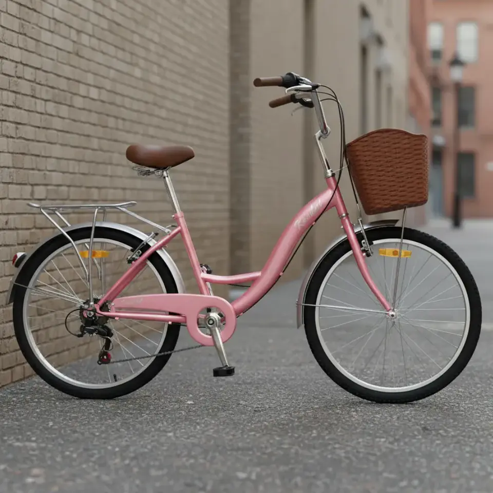 Bicicleta Urbana Lady Aro 26 Rosado con Canasta, Parrilla y 7 Velocidades 4