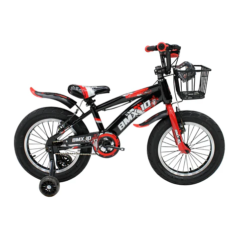 Bicicleta BMX Infantil Aro 16 Space para Niños Negro con Rojo y Ruedas Auxiliares