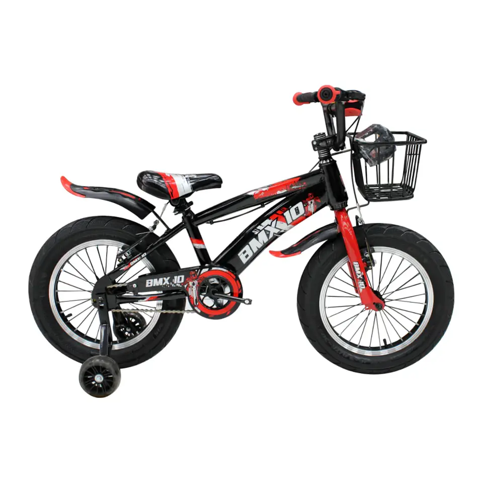 Bicicleta BMX Infantil Aro 16 Space para Niños Negro con Rojo y Ruedas Auxiliares 1