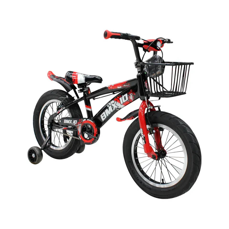 Bicicleta BMX Infantil Aro 16 Space para Niños Negro con Rojo y Ruedas Auxiliares 2