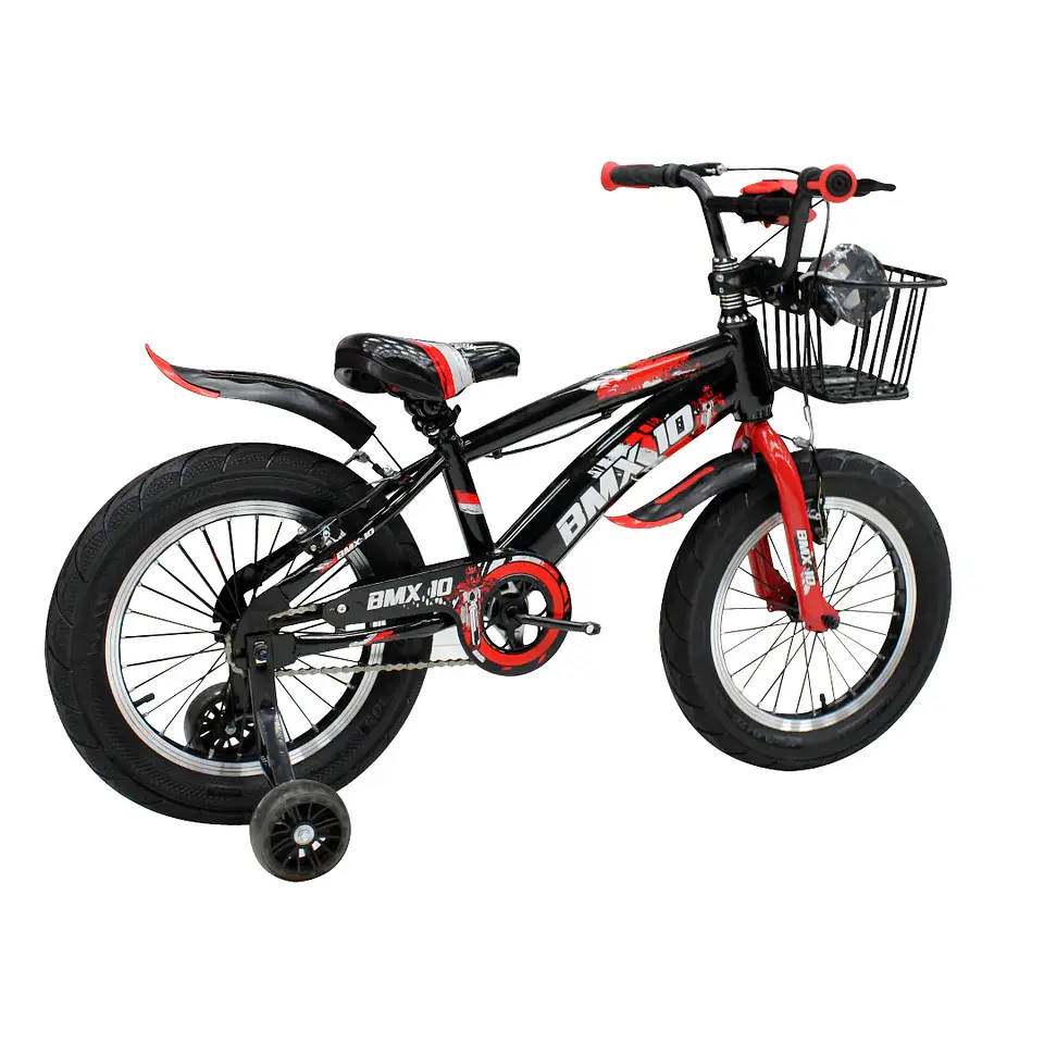 Bicicleta BMX Infantil Aro 16 Space para Niños Negro con Rojo y Ruedas Auxiliares 3
