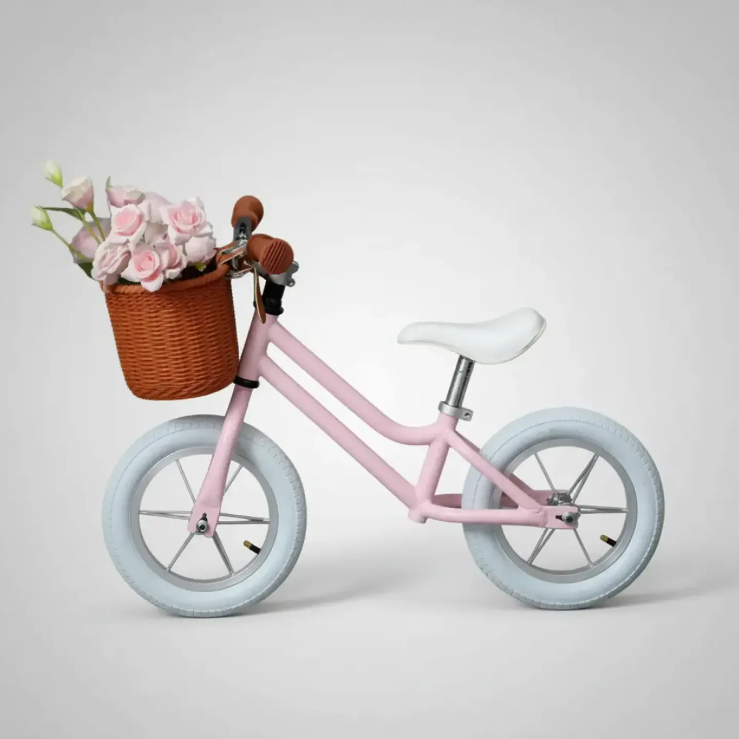 Bicicleta de Equilibrio Vintage Aro 12 para Niñas Rosado con Canasta 1