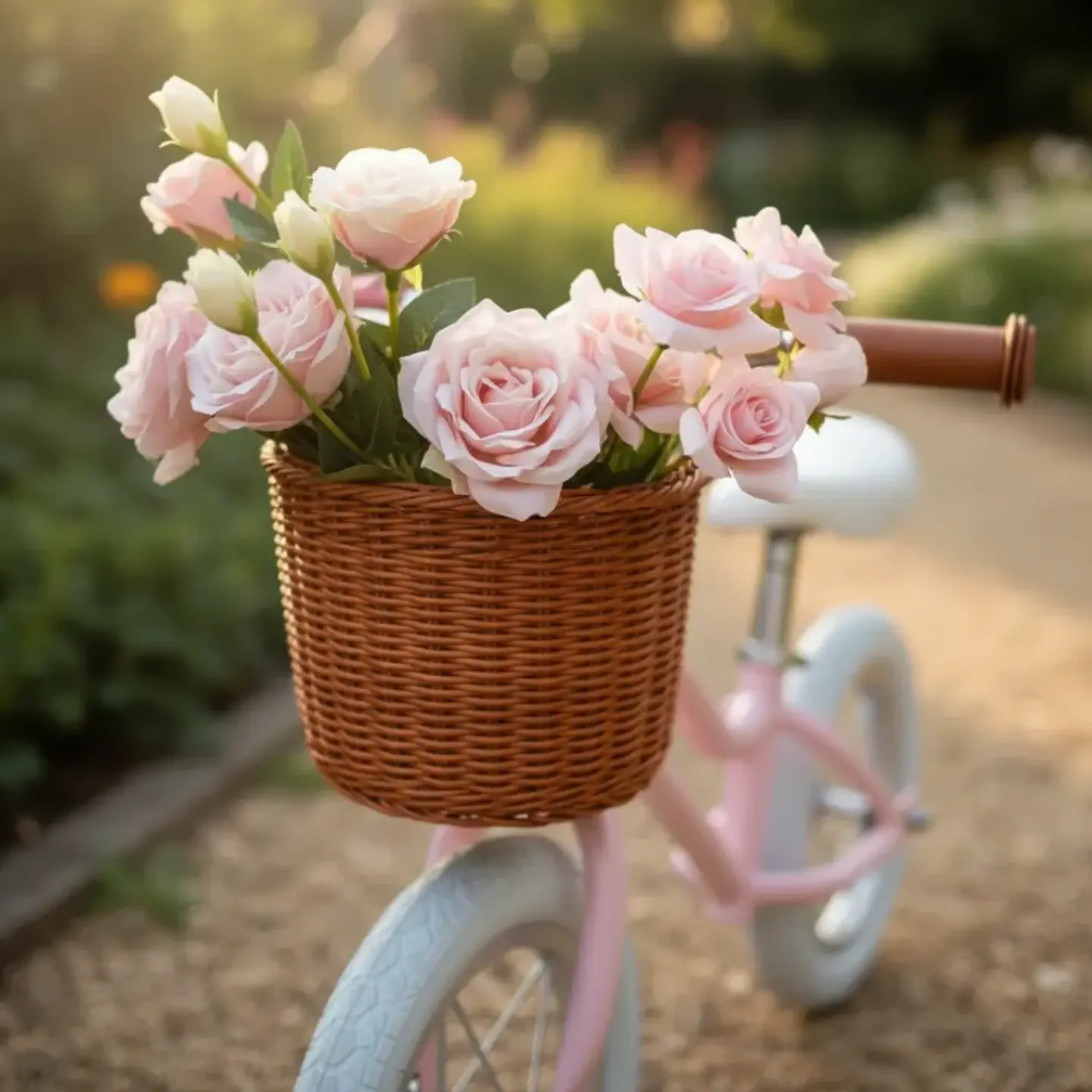 Bicicleta de Equilibrio Vintage Aro 12 para Niñas Rosado con Canasta 2
