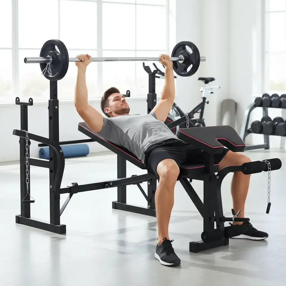 Banca Multifuncional Doble Rack PRO para Pesas hasta 180 kg 3