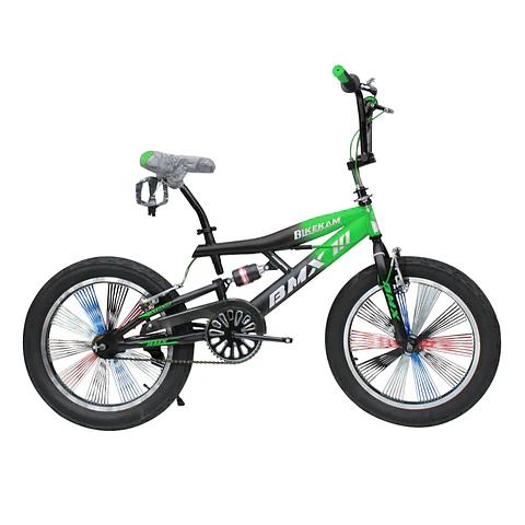 Bicicleta BMX Aro 20 con Suspensión, Rayos de Colores y 4 Pegs Negro/Verde