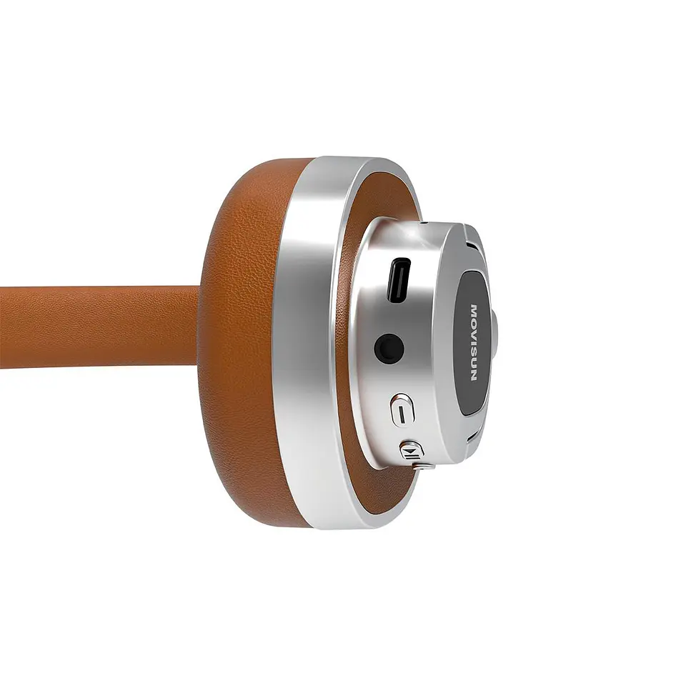 Audífonos Bluetooth Retro MOVISUN Urban Rock3 Marrón con Modo Juego, 28 Horas y Diseño Plegable 3