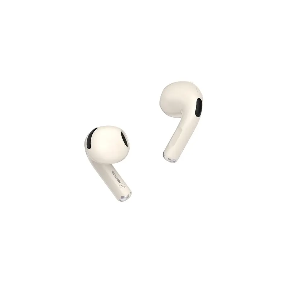 Audífonos Bluetooth MOVISUN T17 TWS Beige con Modo Juego, Control Táctil y 16 Horas 2