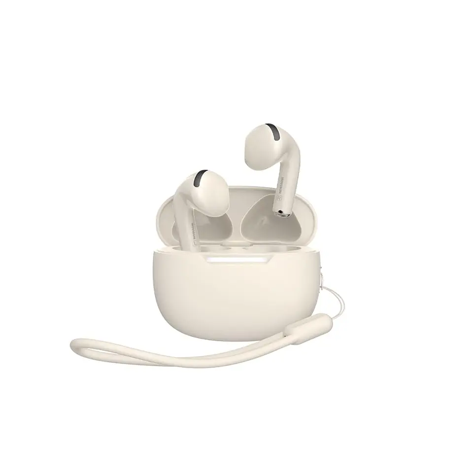 Audífonos Bluetooth MOVISUN T17 TWS Beige con Modo Juego, Control Táctil y 16 Horas 1