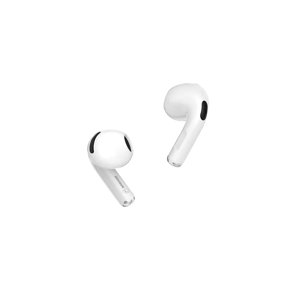 Audífonos Bluetooth MOVISUN T17 TWS Blanco con Modo Juego, Control Táctil y 16 Horas 2