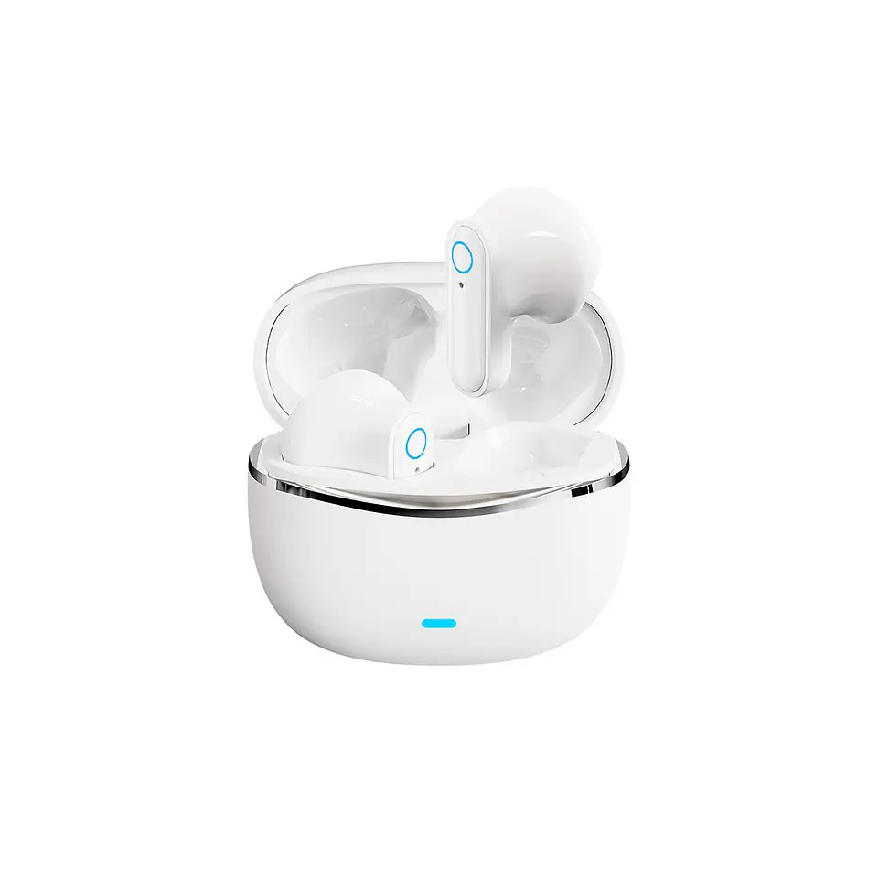 Audífonos Bluetooth MOVISUN T19 TWS Blanco con 16 Horas, Control Táctil y Micrófono 1