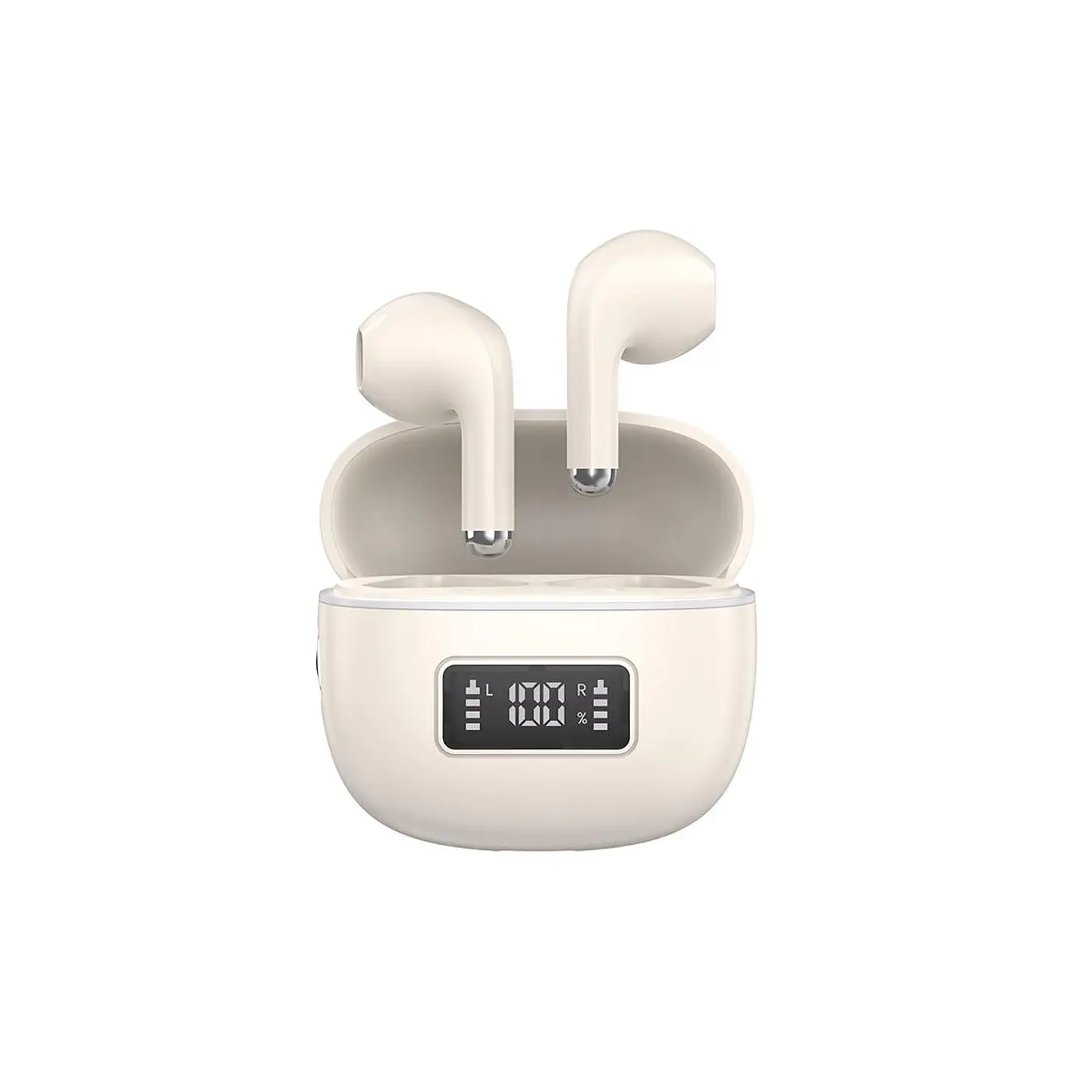Audífonos Bluetooth MOVISUN T20 TWS Beige con Pantalla LED, Bluetooth 6.0 y 16 Horas 3