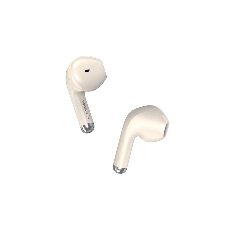 Audífonos Bluetooth MOVISUN T20 TWS Beige con Pantalla LED, Bluetooth 6.0 y 16 Horas 2