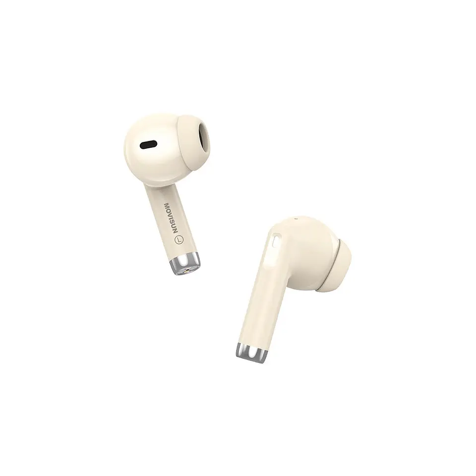 Audífonos Bluetooth MOVISUN T23 TWS Beige con 13 Horas, Sensor Táctil y Tipo C 2