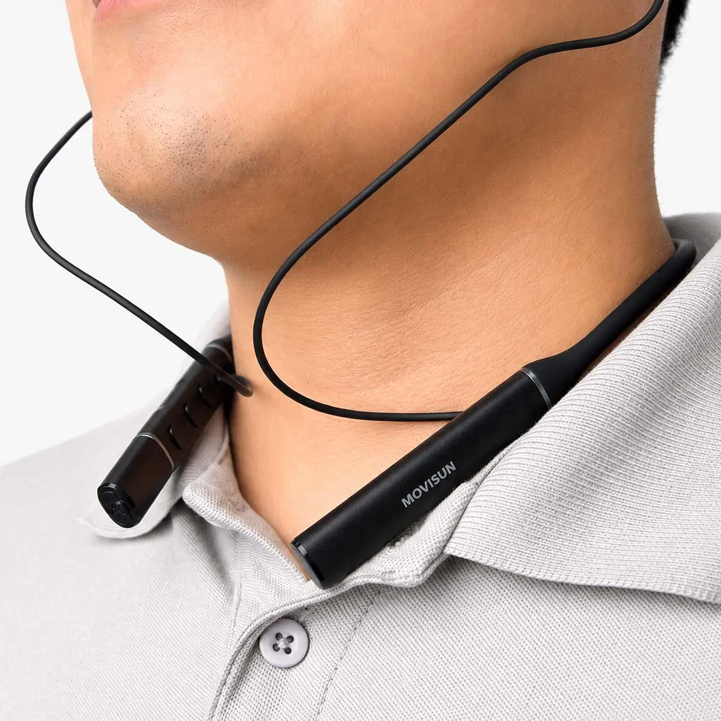 Audífonos Bluetooth de Collar MOVISUN Flex 4 Negro con 32 Horas, Sonido 3D y Modo Juego 5