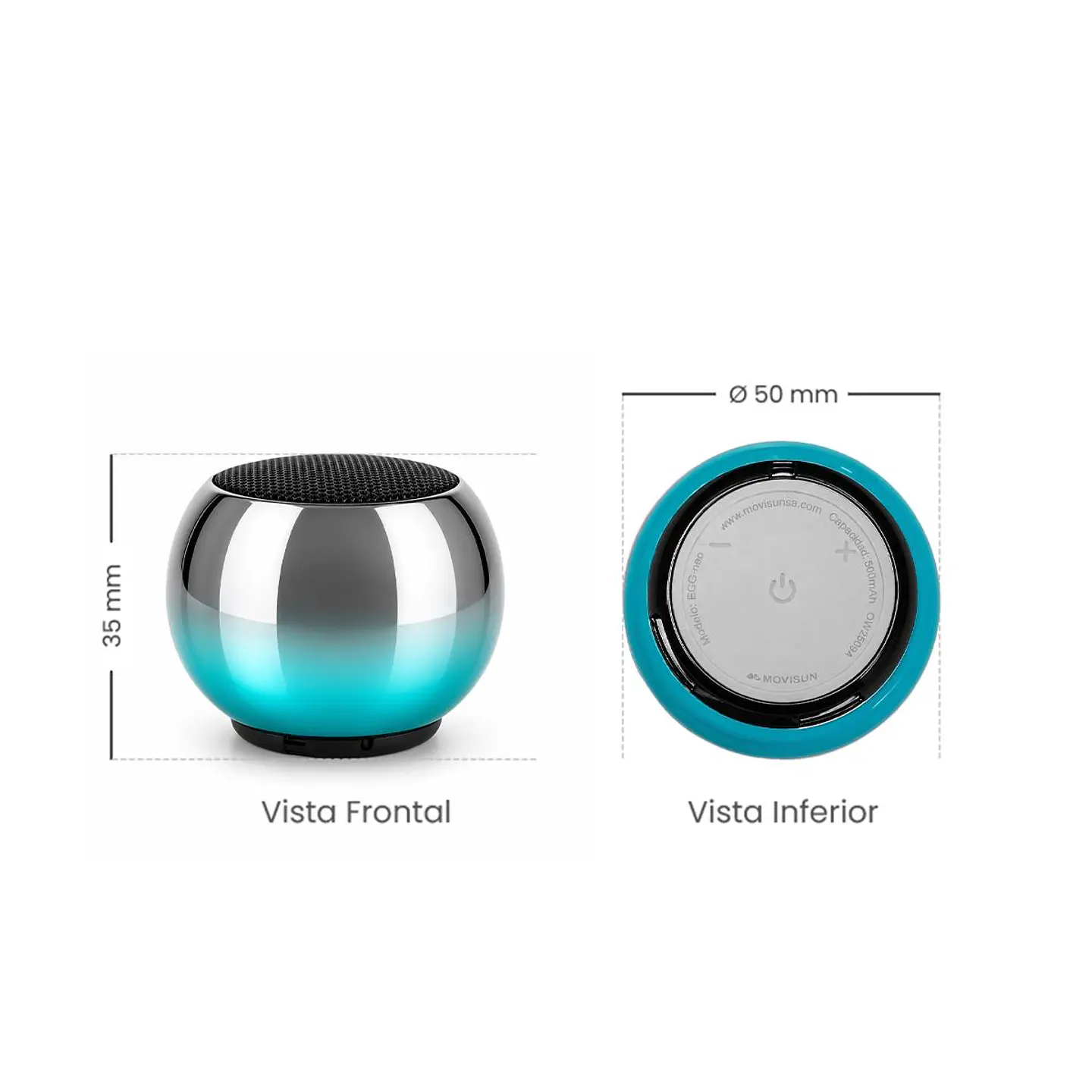 Mini Parlante Bluetooth MOVISUN EGG Neo Verde 5W con TWS y Radio FM 4