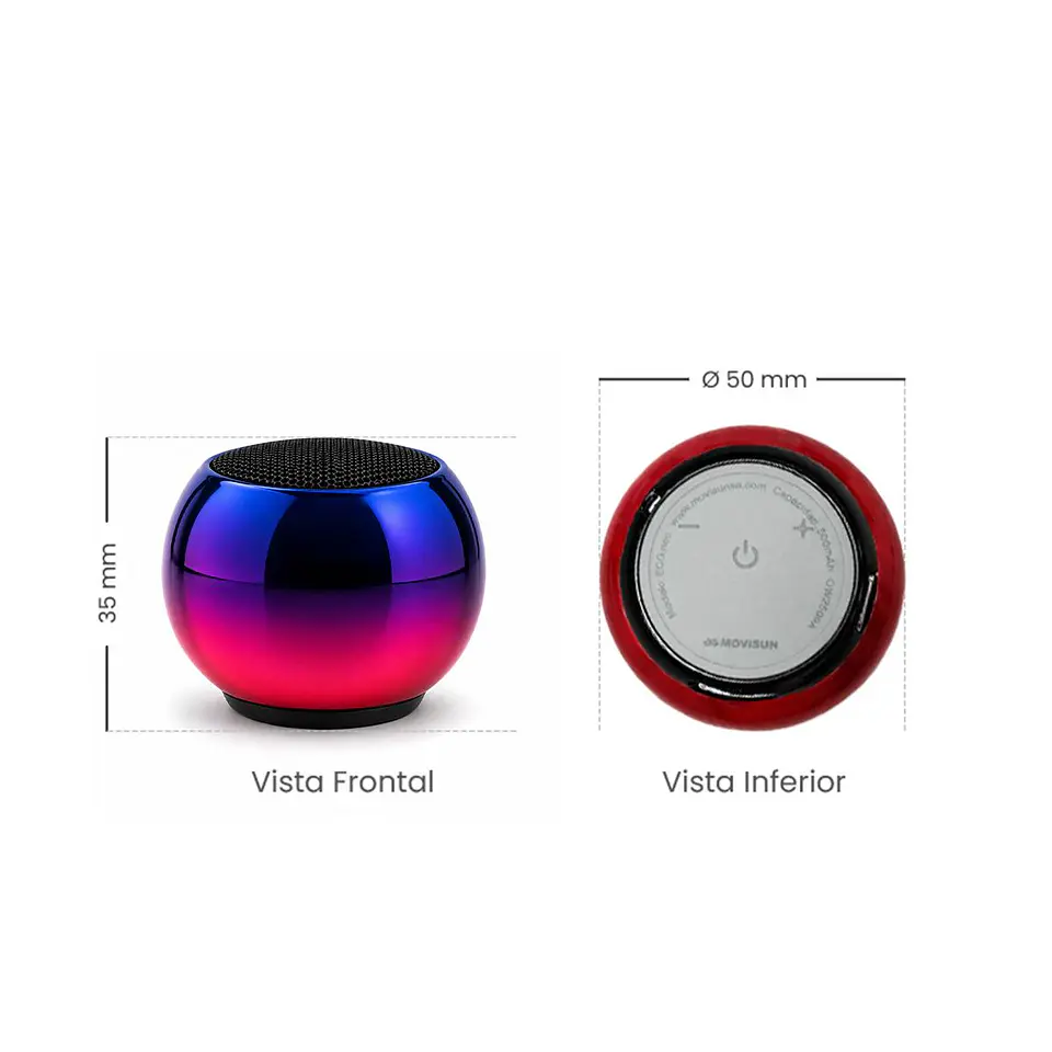 Mini Parlante Bluetooth MOVISUN EGG Neo 5W con TWS y Radio FM Azul con Rojo 5