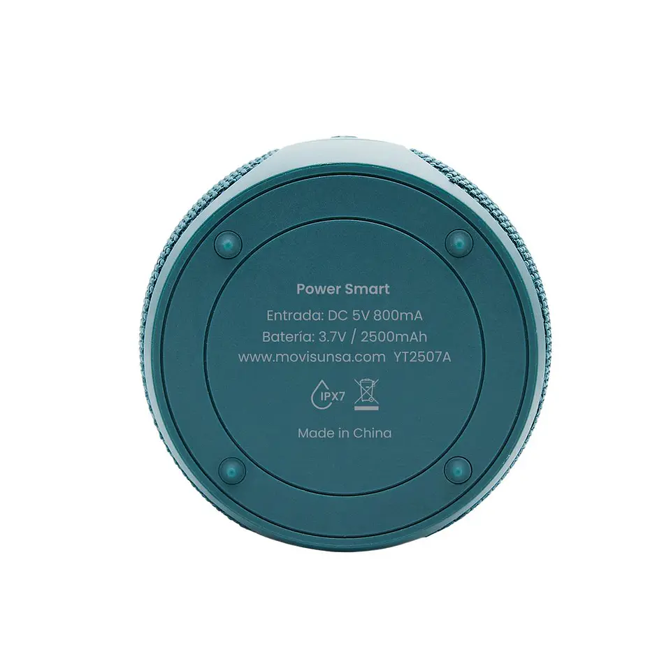 Parlante Bluetooth MOVISUN Power Smart 16W IPX7 con Sonido 360°, TWS y Luces LED Azul 4