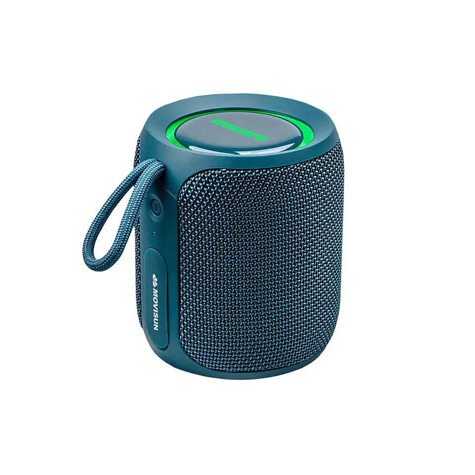 Parlante Bluetooth MOVISUN Power Smart 16W IPX7 con Sonido 360°, TWS y Luces LED Azul 1
