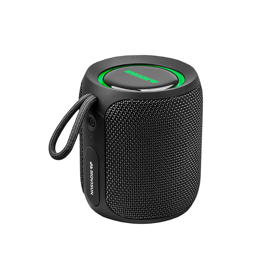 Parlante Bluetooth MOVISUN Power Smart 16W IPX7 con Sonido 360°, TWS y Luces LED Negro 1