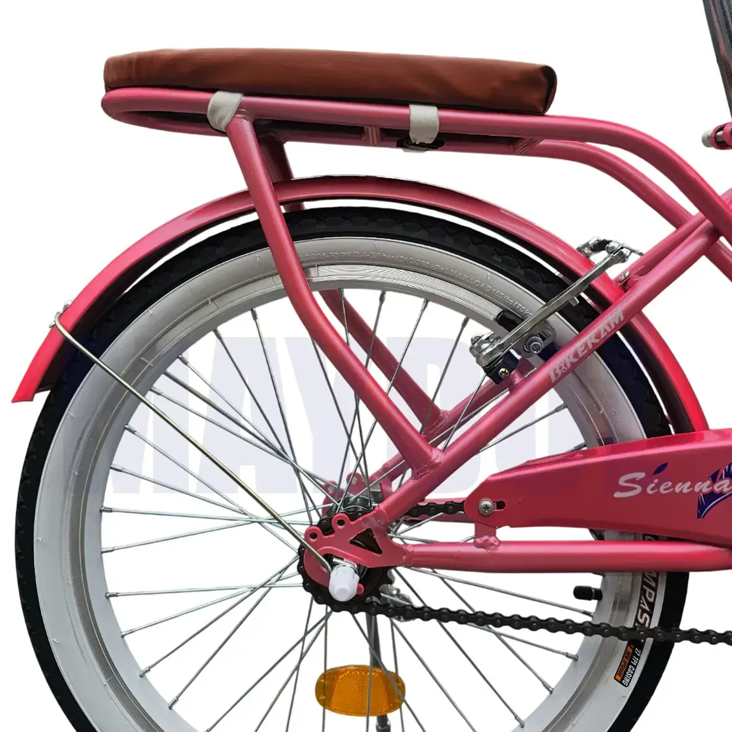 Bicicleta Vintage Aro 20 para Niñas con Canasta y Parrilla Fucsia 5
