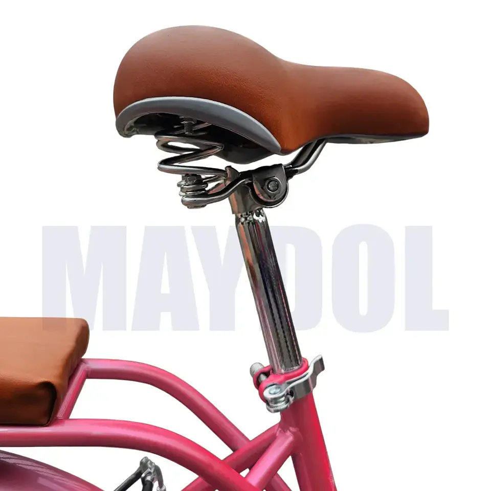 Bicicleta Vintage Aro 20 para Niñas con Canasta y Parrilla Fucsia 4