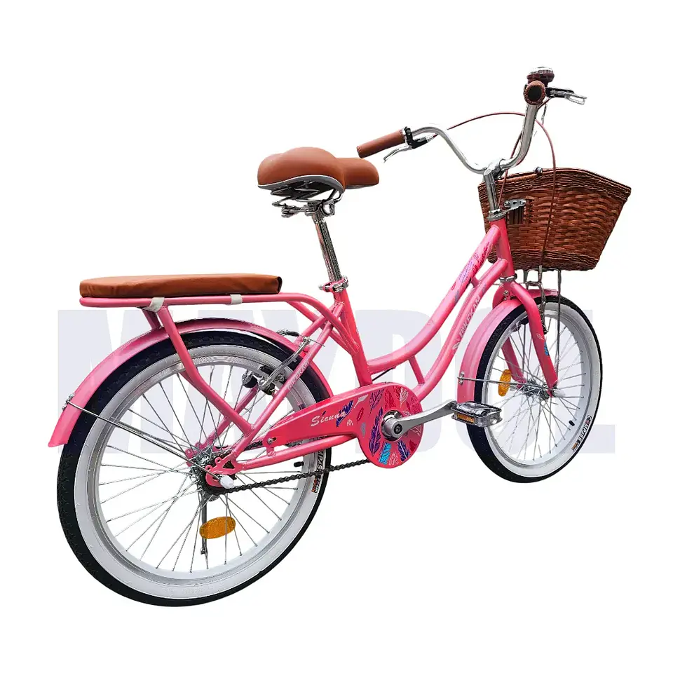 Bicicleta Vintage Aro 20 para Niñas con Canasta y Parrilla Fucsia 3