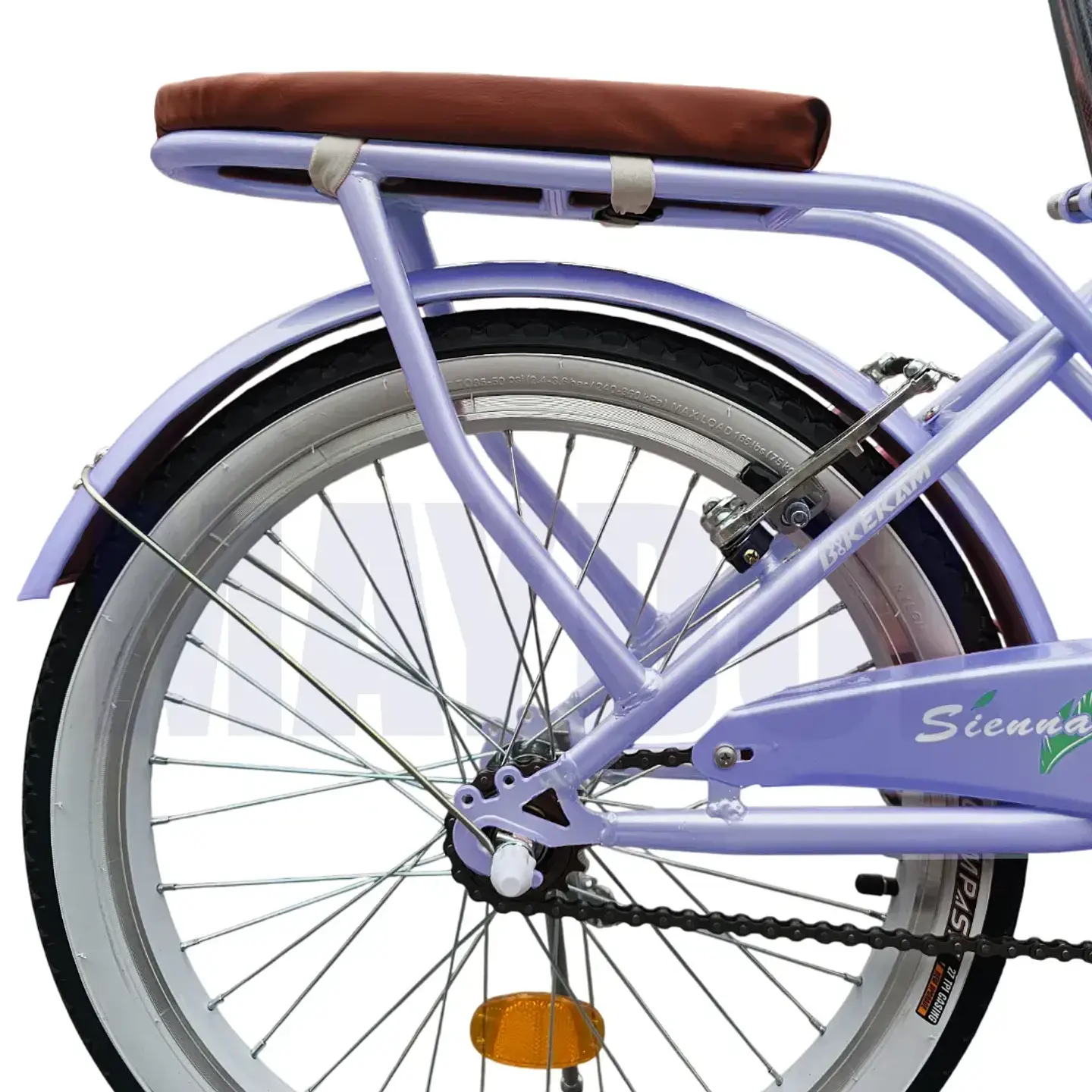 Bicicleta Vintage Aro 20 para Niñas con Canasta y Parrilla Lila 4
