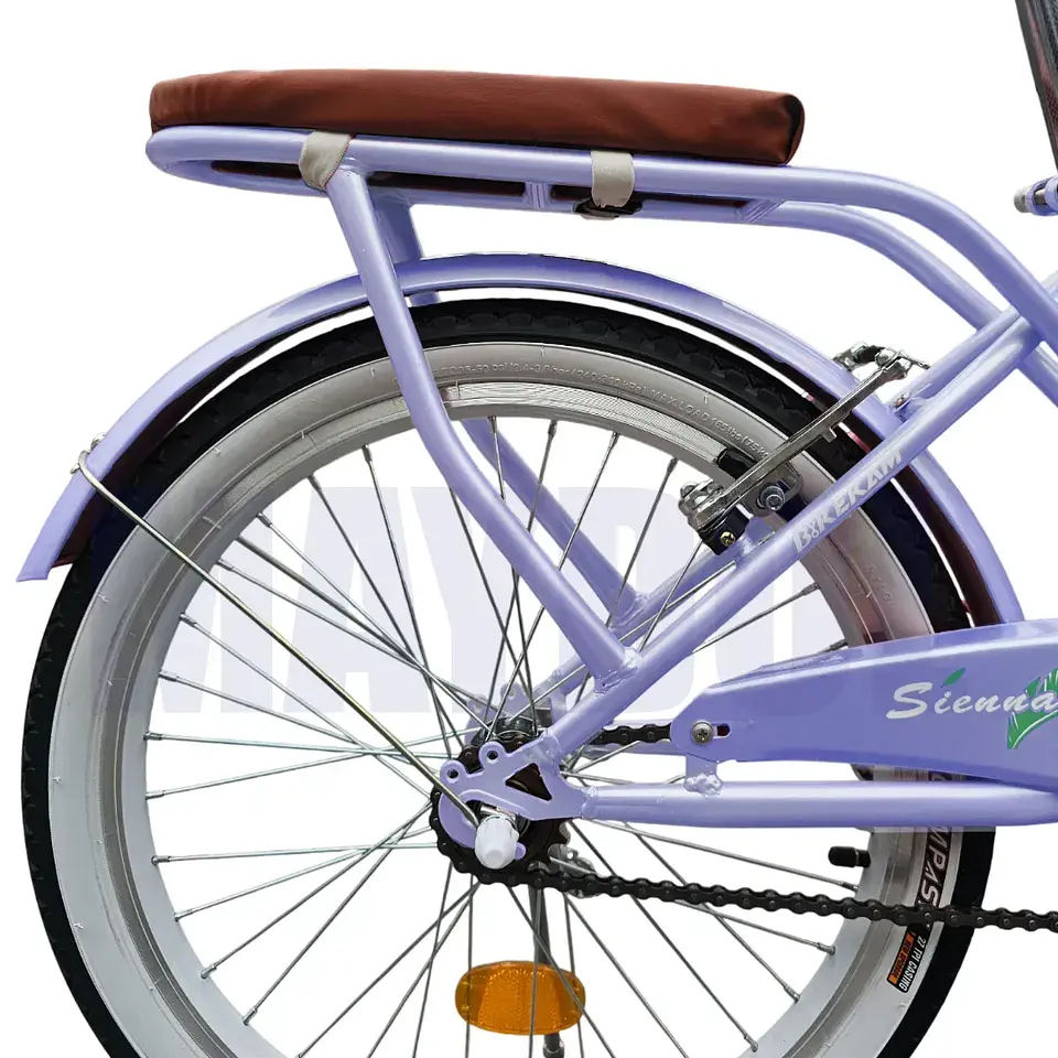 Bicicleta Vintage Aro 20 para Niñas con Canasta y Parrilla Lila 4