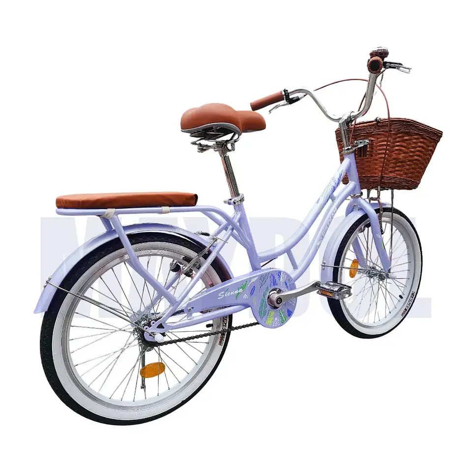 Bicicleta Vintage Aro 20 para Niñas con Canasta y Parrilla Lila 2