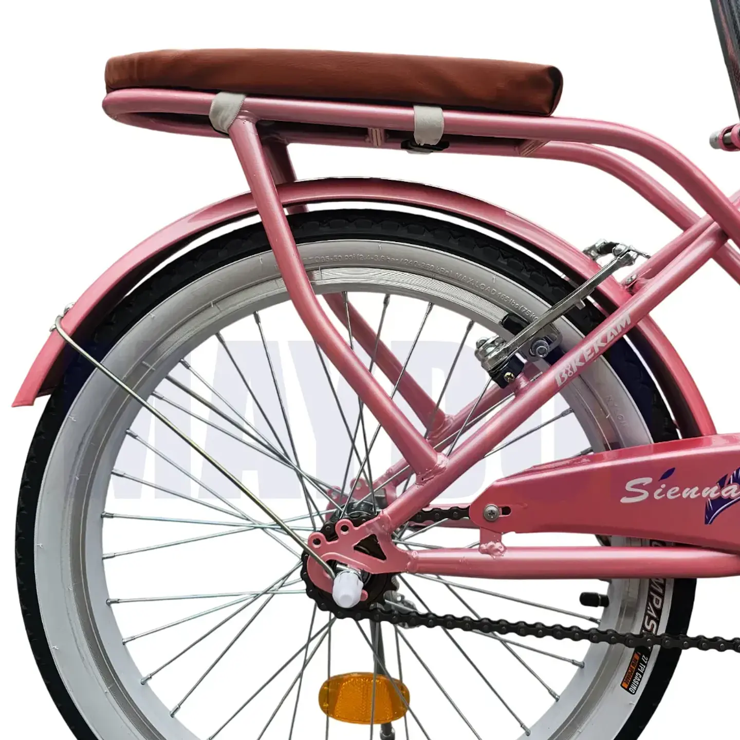 Bicicleta Vintage Aro 20 para Niñas con Canasta y Parrilla Rosada 5