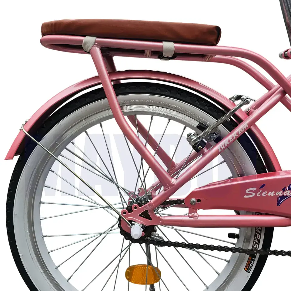 Bicicleta Vintage Aro 20 para Niñas con Canasta y Parrilla Rosada 5