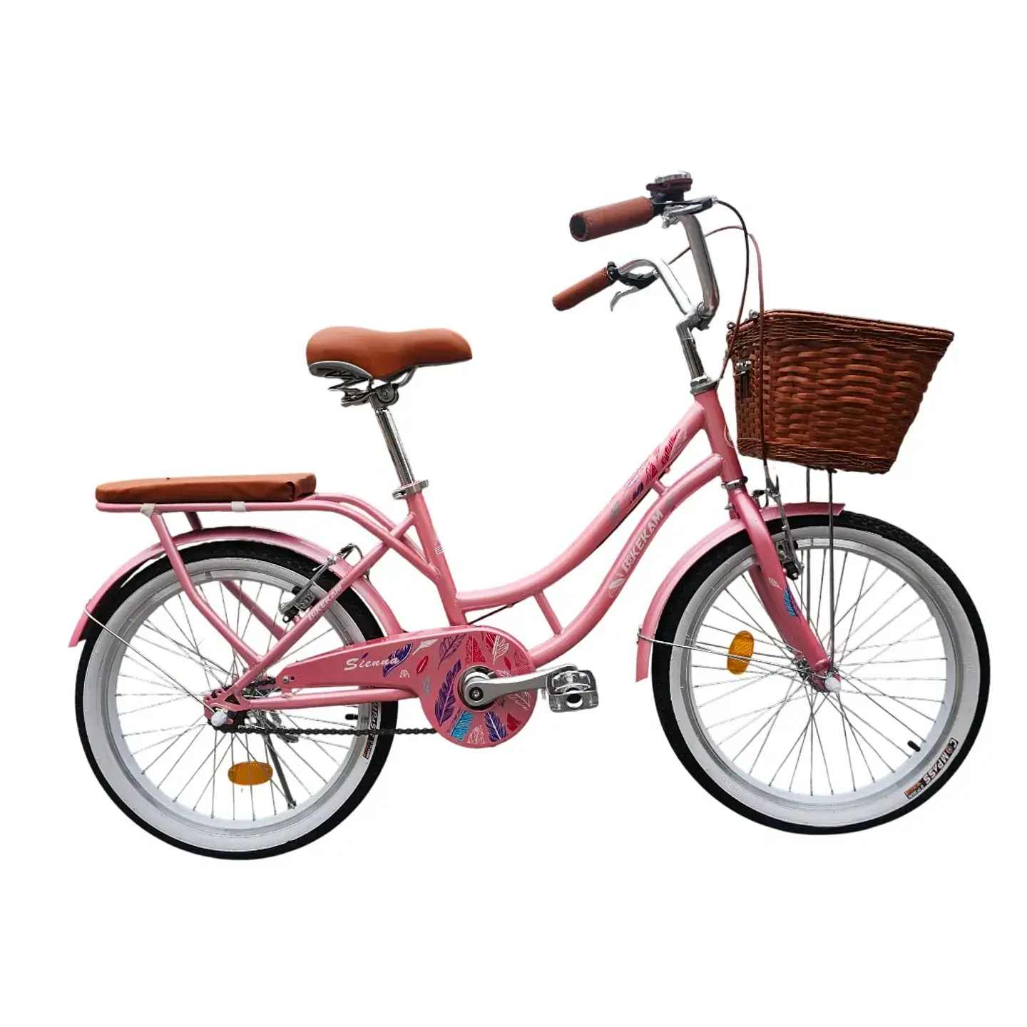 Bicicleta Vintage Aro 20 para Niñas con Canasta y Parrilla Rosada 1