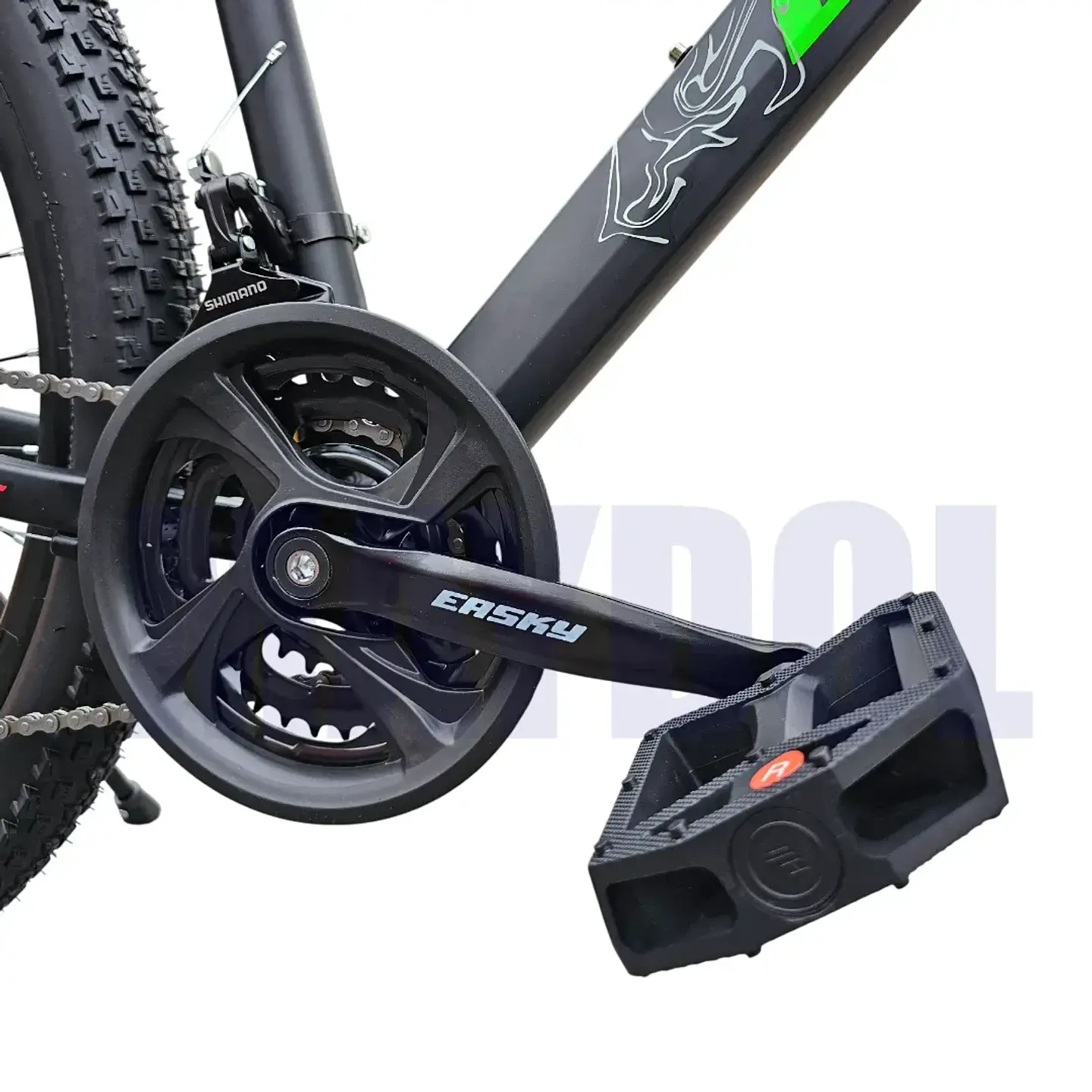 Bicicleta MTB Aro 26 Modelo EASKY Con Shimano Tourney 21v Negro con Verde 8