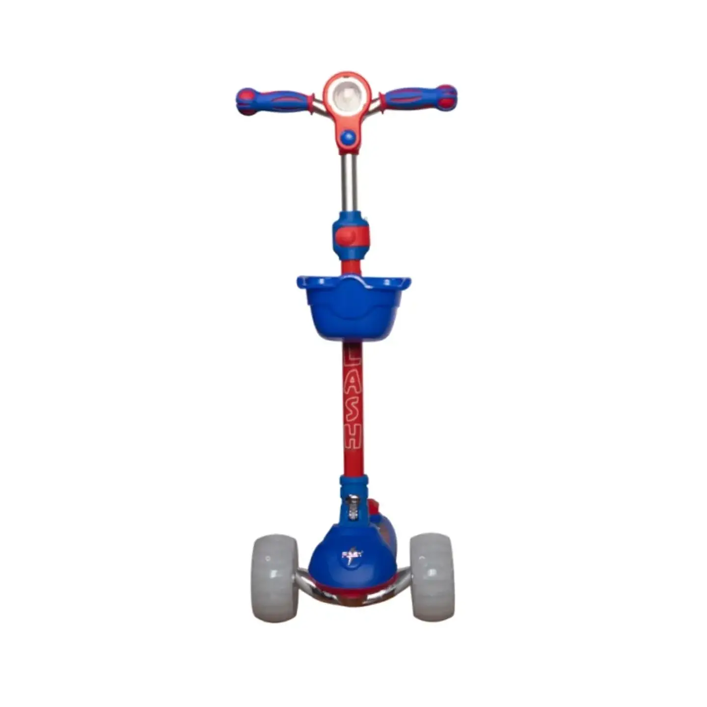 Scooter Infantil Musical LED con Llantas Anchas + Casco, Rodilleras y Coderas de Regalo Azul con Rojo 3