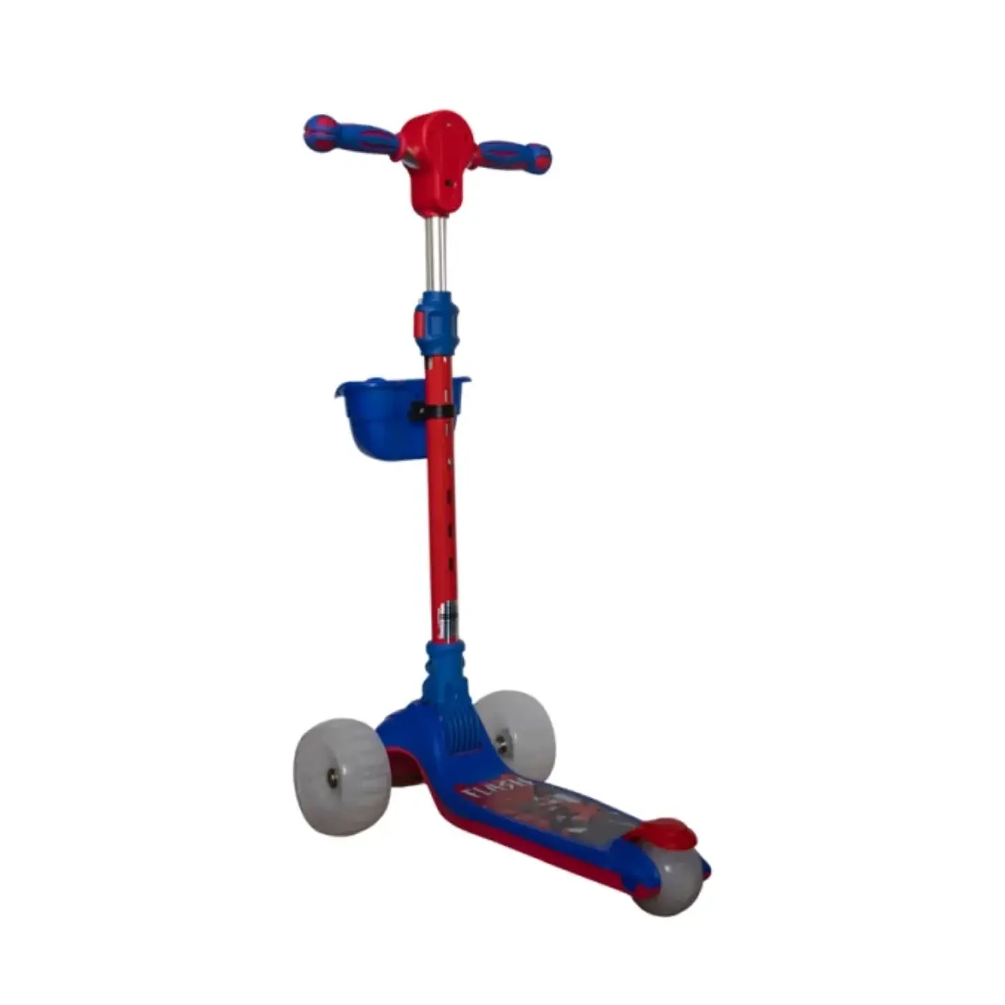 Scooter Infantil Musical LED con Llantas Anchas + Casco, Rodilleras y Coderas de Regalo Azul con Rojo 4