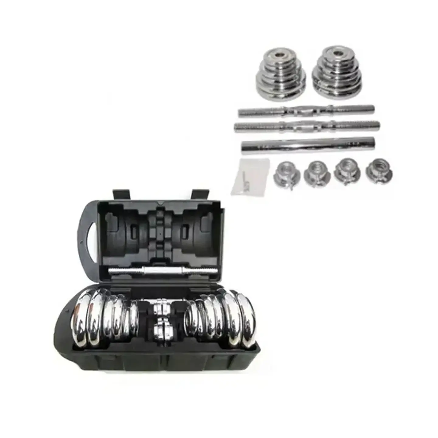Set de Mancuernas Ajustables 20 kg con Discos Cromados y Barra Adaptadora 3