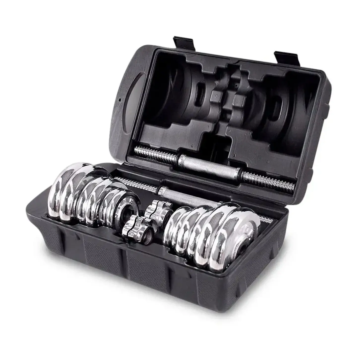 Set de Mancuernas Ajustables 20 kg con Discos Cromados y Barra Adaptadora 2