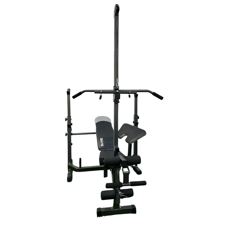 Banca Multifuncional Gris con Polea – Banco de Pesas para Entrenamiento 2