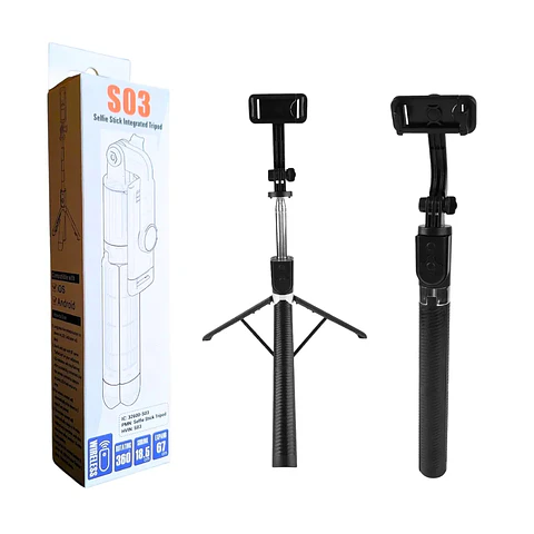 Trípode Selfie Stick 2 en 1 Bluetooth 67 cm S03 