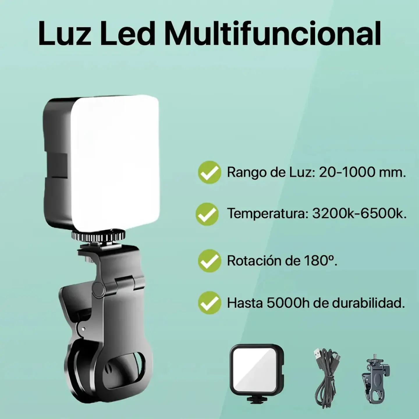 Mini Luz LED RGB AY-83 con Clip Recargable para Fotos y Videos 5